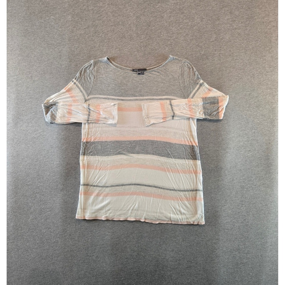 Vince Shirt Women XXS Grey Pink White Striped Long Sleeve Casual